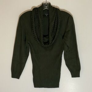 Premise Sweater Womens XL Green Drape Cowl Neck Knit Classic Boho Grannycore Fun